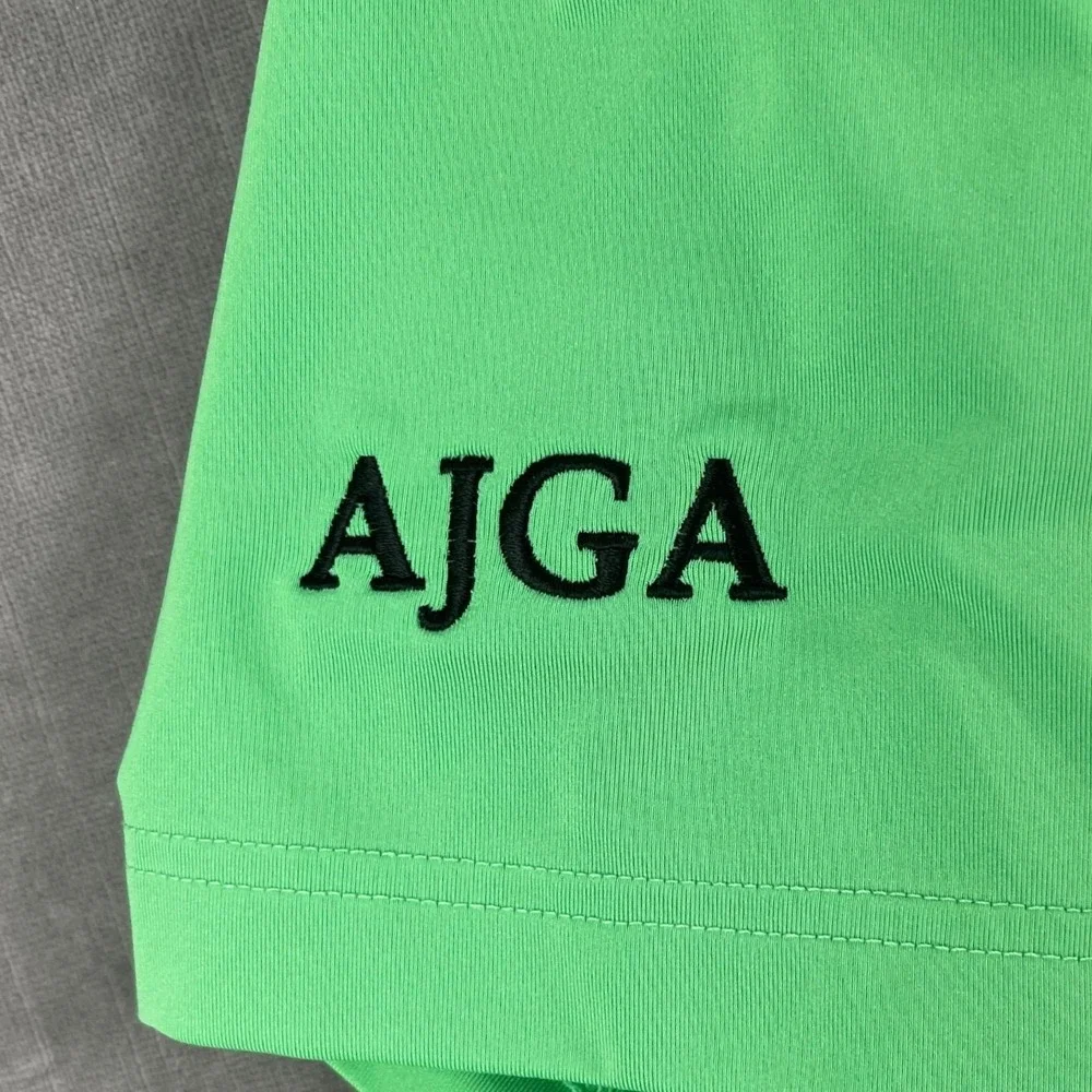Adidas Mens Large Green Polo Shirt Primegreen AJGA Logo Colorblock Performance